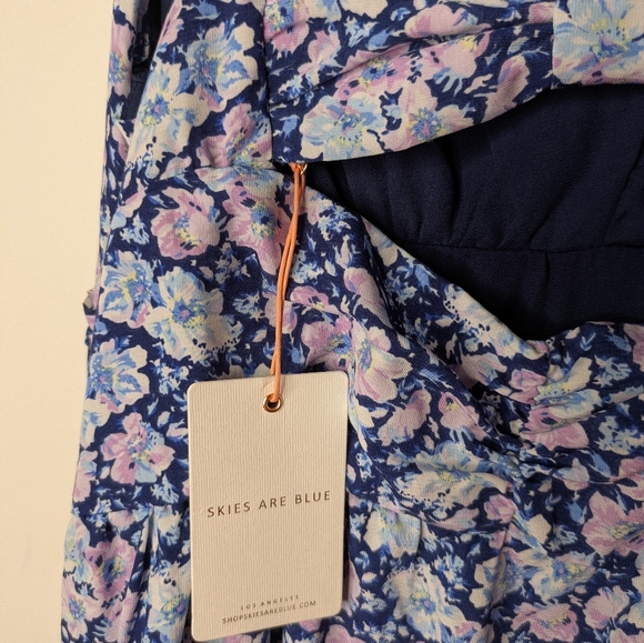 Skies Are Blue Cutout Back Maxi Floral Ruffled Dress Size Large NWT - Picture 10 of 14